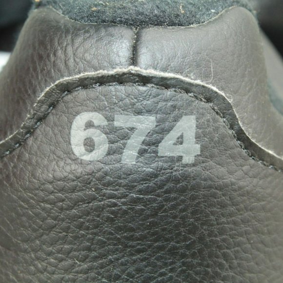 New Balance 674 Black Leather Lace Up Low Top Walking Sneaker Shoes Size 8.5 EE - Picture 7 of 10